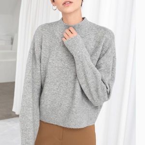 & Other Stories Mock Neck Grey Sweater